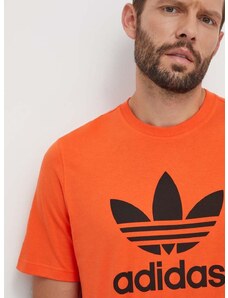 Bavlněné tričko adidas Originals oranžová barva, s potiskem