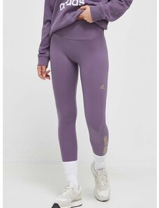 Legíny adidas dámské, fialová barva, s potiskem