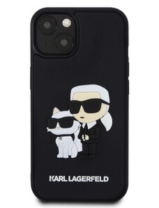 Ochranný kryt na iPhone 15 PLUS - Karl Lagerfeld, 3D Rubber Karl and Choupette Black