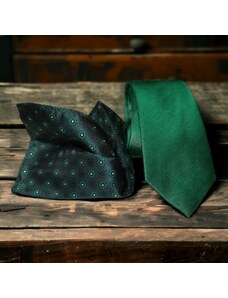 Beytnur Zelený set kravaty a kapesníčku
