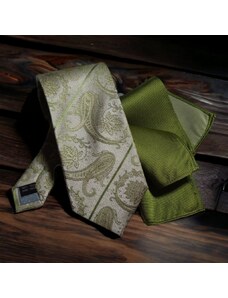 Beytnur Zelený set kravaty a kapesníčku 2