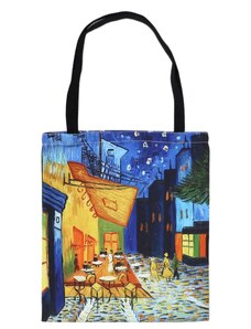 Flor de Cristal Plátěná taška přes rameno Vincent Van Gogh Terasa kavárny v noci