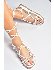 Fox Shoes White Women's Sandals with Lacing Detail