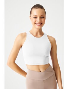 LOS OJOS White Halter Collar T-shirt with Bra and