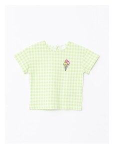 LC Waikiki Crew Neck Short Sleeve Checkered Cotton Baby Girl T-Shirt