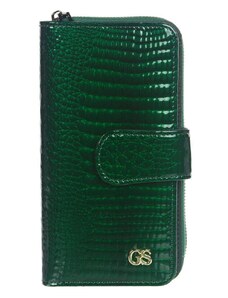 GROSSO Kožená dámská peněženka RFID smaragdově zelená v dárkové krabičce