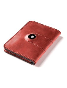 Crazy Horse Craft Kožená peněženka na pas a airtag fragola red