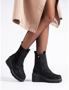 PK Komfortní kotníčkové boty černé dámské na klínku