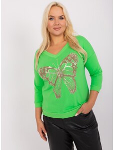 Fashionhunters Světle zelená dámská halenka plus size s potiskem