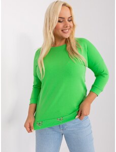 Fashionhunters Světle zelená dámská halenka nadměrné velikosti s manžetou