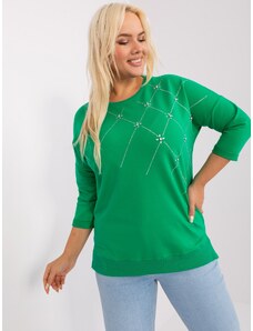 Fashionhunters Zelená bavlněná halenka větší velikosti