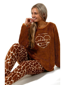 Naspani Hnědá žirafí extra teplá souprava na zimu pro ženy 1Z1483