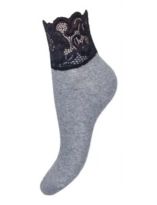Šedé dámské ponožky Milena 1061 Krajka, černá 37-41