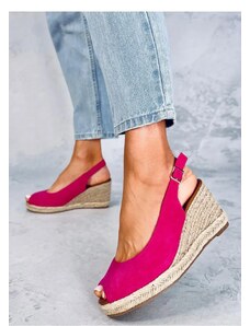 Růžové semišové dámské sandály na klínku Inello, 37
