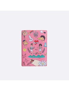 Kecky Růžový obal na cestovní pas se zábavným motivem lidí