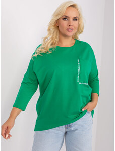 Fashionhunters Zelená dámská halenka plus size s delším zadním dílem