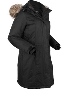 bonprix Teplý funkční outdoorový kabát s imitátem kožešiny Černá