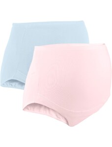 bonprix Těhotenské kalhotky nad bříško (2 ks v balení), s organickou bavlnou Růžová