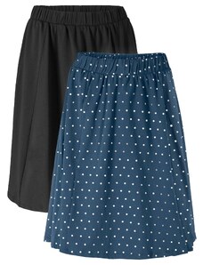 bonprix Úpletová sukně (2 ks v balení) Modrá