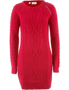 bonprix Pletené šaty se zipovým detailem Červená
