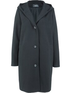 bonprix Kabát ve vlněném vzhledu, s kapucí Černá