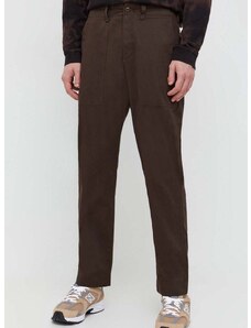 Bavlněné kalhoty Abercrombie & Fitch hnědá barva, jednoduché