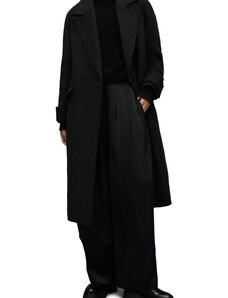 Kabát AllSaints WO016Z MABEL COAT dámský, černá barva, přechodný, dvouřadový