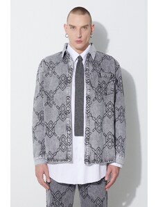 Džínová košile Daily Paper Rahul ls Shirt pánská, šedá barva, relaxed, s klasickým límcem, 2321112