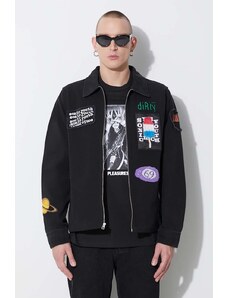 Džínová bunda PLEASURES Sonic Youth Work Jacket pánská, černá barva, přechodná, P23SY009