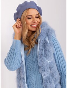 Wool Fashion Italia Baret s kašmírem modrošedý