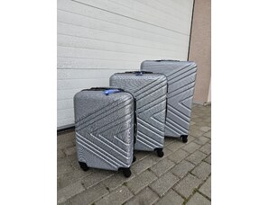 sada skořepinových cestovních kufrů 3 - stříbrná