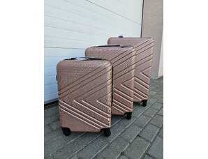 sada skořepinových cestovních kufrů 3 - rose gold II.