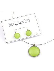 Laboka Světle zelený set - visací náušnice + náhrdelník