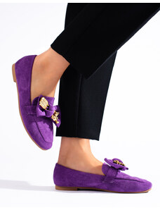 Purple suede loafers for women Shelvt