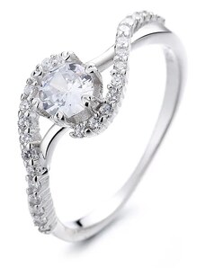 MAJYA Stříbrný prsten zvlněný s kamínkem SARA 10046/6