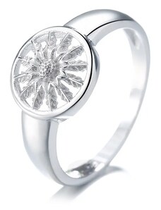 MAJYA Stříbrný prsten květinový motiv v kruhu BEATRICE 10059/6