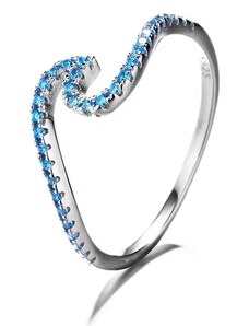 MAJYA Stříbrný prsten vlnka s modrými zirkony LINDA 10060/6