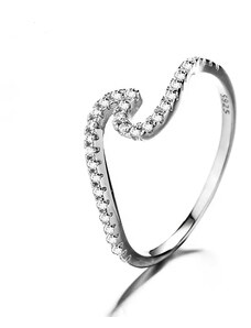 MAJYA Stříbrný prsten vlnka s čirými zirkony EMILY 10061/6
