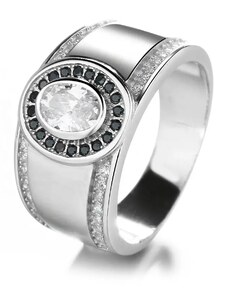 MAJYA Stříbrný prsten DENNY čirý kámen s černými zirkony 10065/8