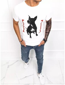 Buďchlap Bílé bavlněné tričko s moderním potiskem Dog