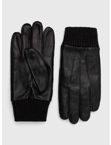 Kožené rukavice Samsoe Samsoe dámské, černá barva
