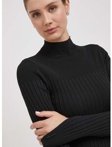 Svetr Calvin Klein dámský, černá barva, lehký, s pologolfem