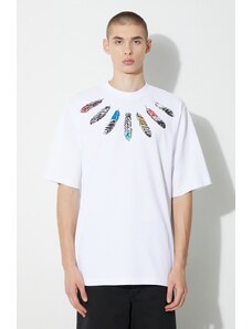 Bavlněné tričko Marcelo Burlon Collar Feathers bílá barva, s potiskem