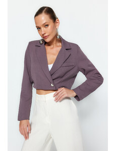 Trendyol Gray Crop Lined Woven Blazer Jacket