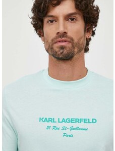 Tričko Karl Lagerfeld tyrkysová barva, s aplikací