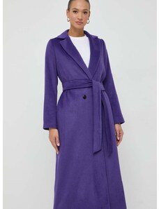 Kabát s příměsí vlny Twinset fialová barva, přechodný