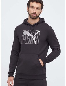 Mikina Puma pánská, černá barva, s kapucí, s potiskem