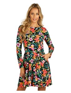 Květinové bavlněné šaty LITEX s dlouhým rukávem