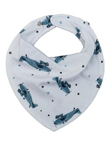 LORITA Slintáček-šátek s modrými letadly, bílý
