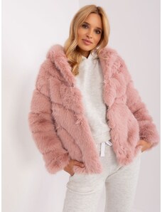 Wool Fashion Italia Kožešinový kabát do pasu růžový